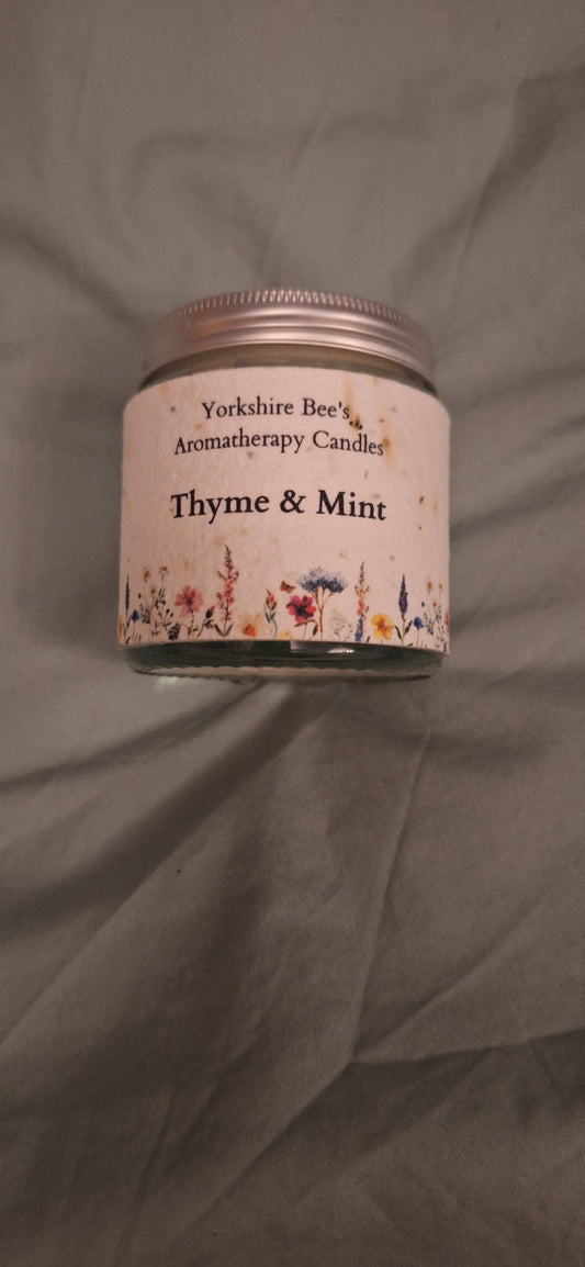 Soy Wax Candle Aromatherapy Jar - Thyme & Mint